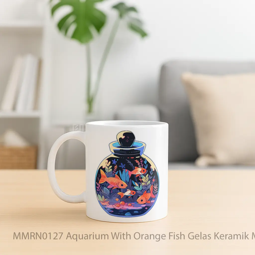 Aquarium With Orange Fish Gelas Keramik Mug - Sudut 2