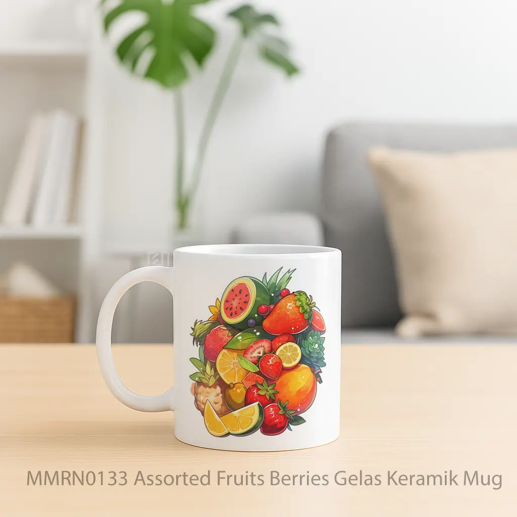 Assorted Fruits Berries Gelas Keramik Mug - Sudut 2