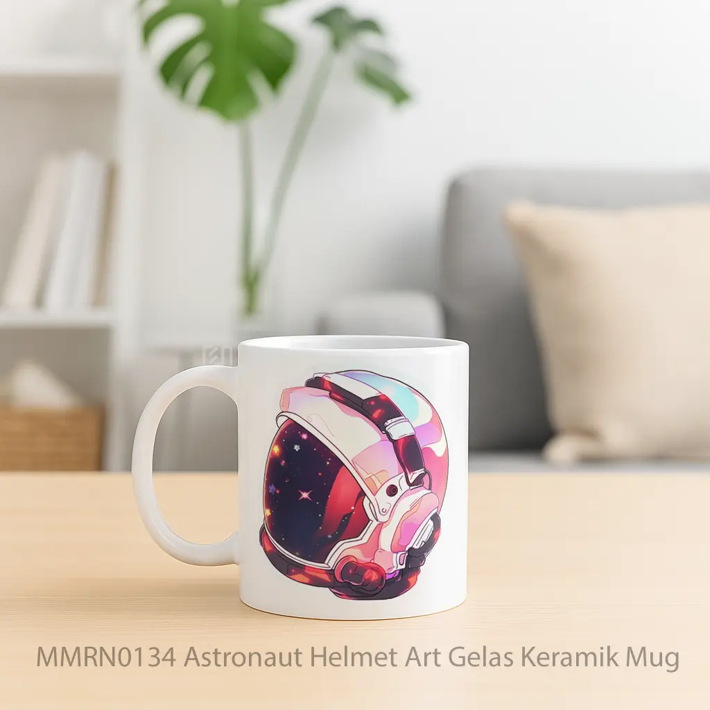 Astronaut Helmet Art Gelas Keramik Mug - Sudut 2