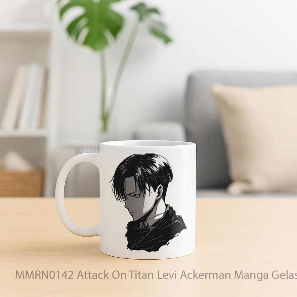 Attack On Titan Levi Ackerman Manga Gelas Keramik Mug - Sudut 2