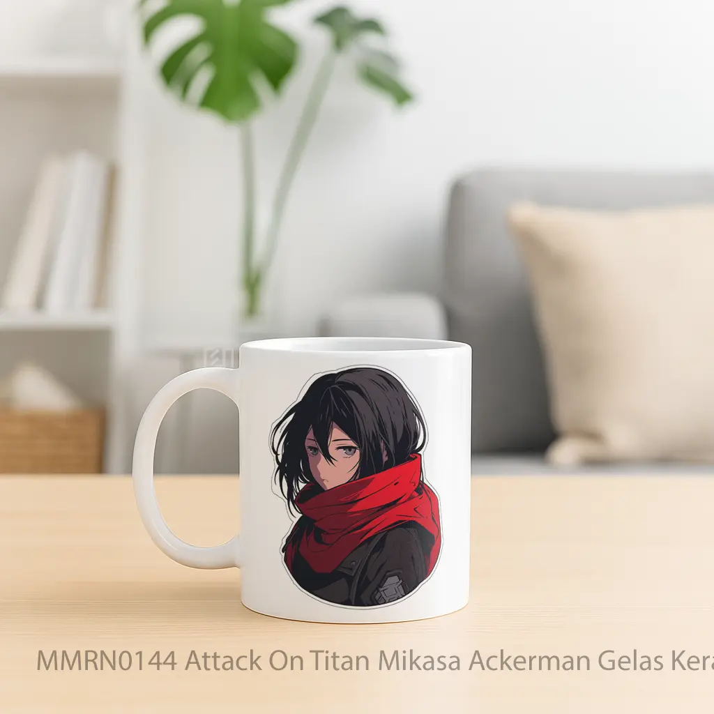 Attack On Titan Mikasa Ackerman Gelas Keramik Mug - Sudut 2