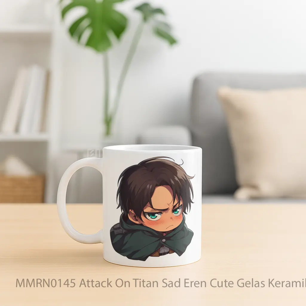 Attack On Titan Sad Eren Cute Gelas Keramik Mug - Sudut 2