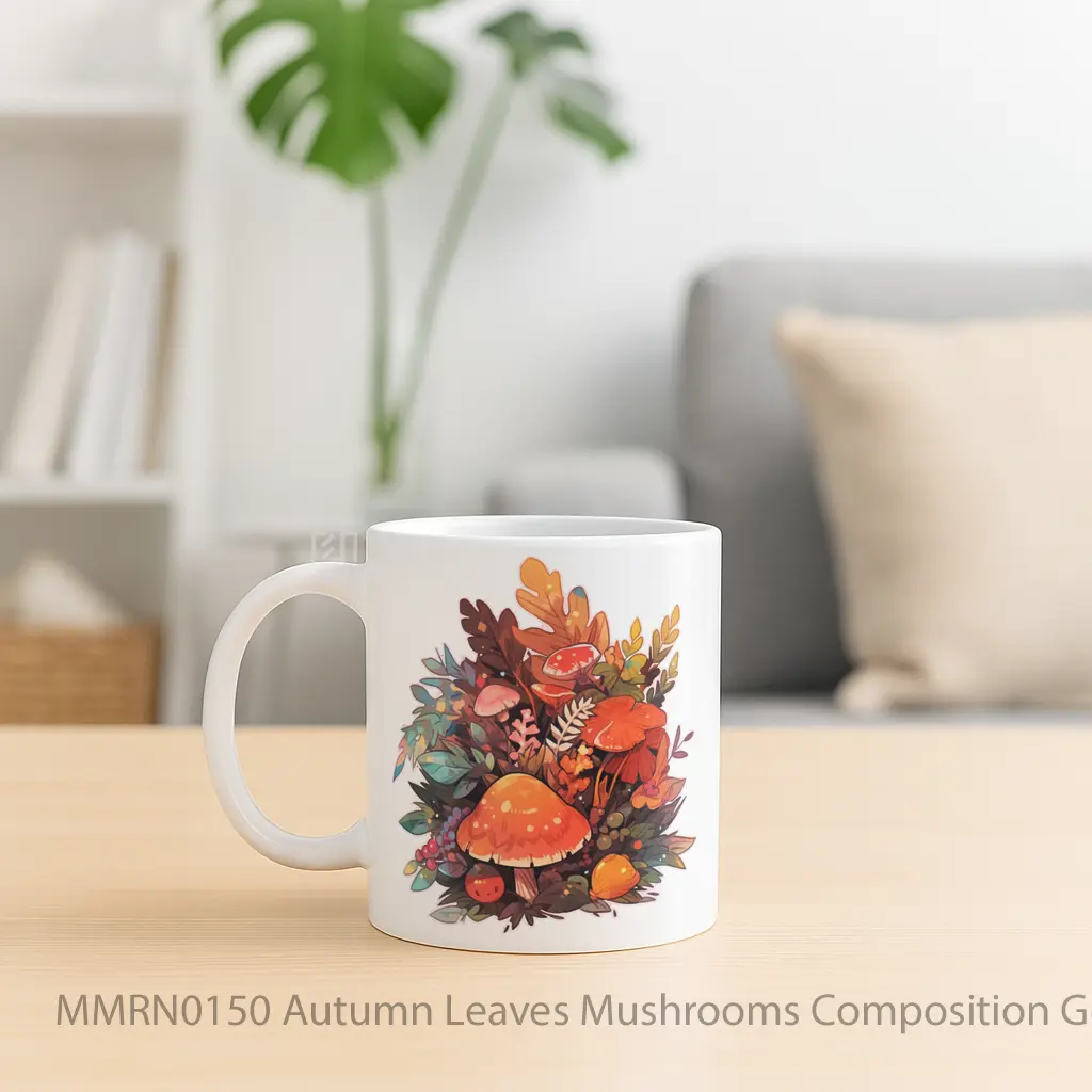 Autumn Leaves Mushrooms Composition Gelas Keramik Mug - Sudut 2