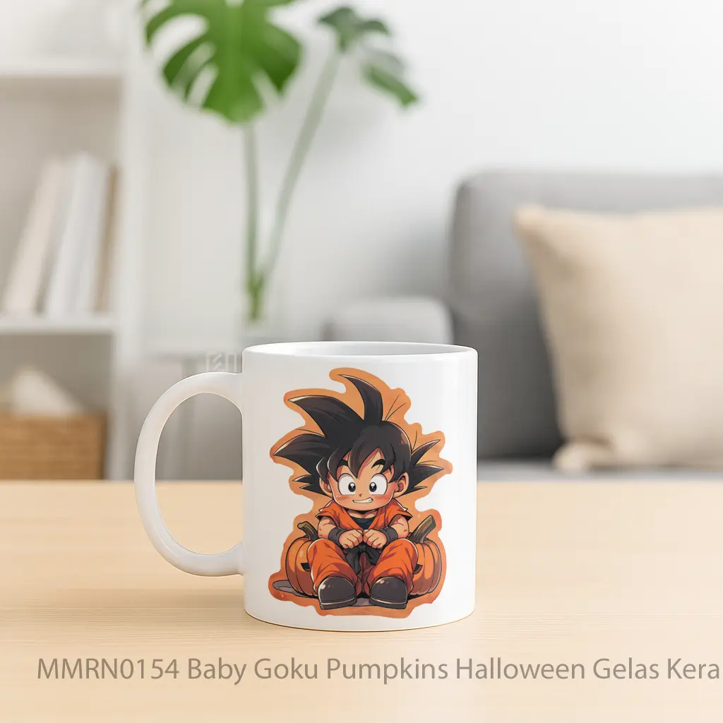 Baby Goku Pumpkins Halloween Gelas Keramik Mug - Sudut 2