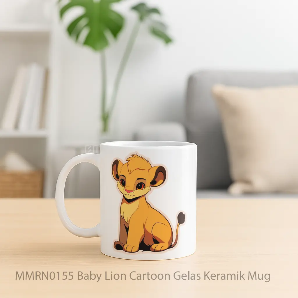 Baby Lion Cartoon Gelas Keramik Mug - Sudut 2
