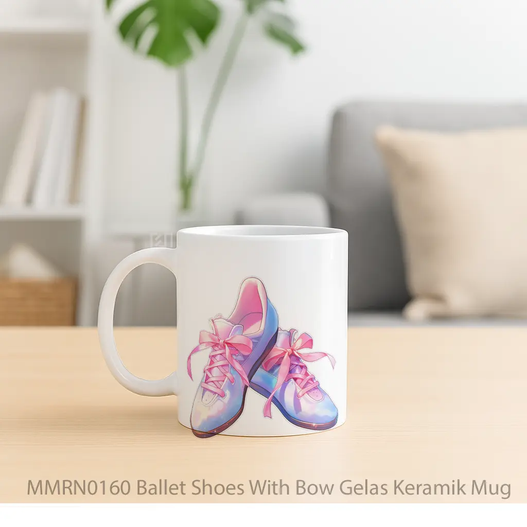 Ballet Shoes With Bow Gelas Keramik Mug - Sudut 2
