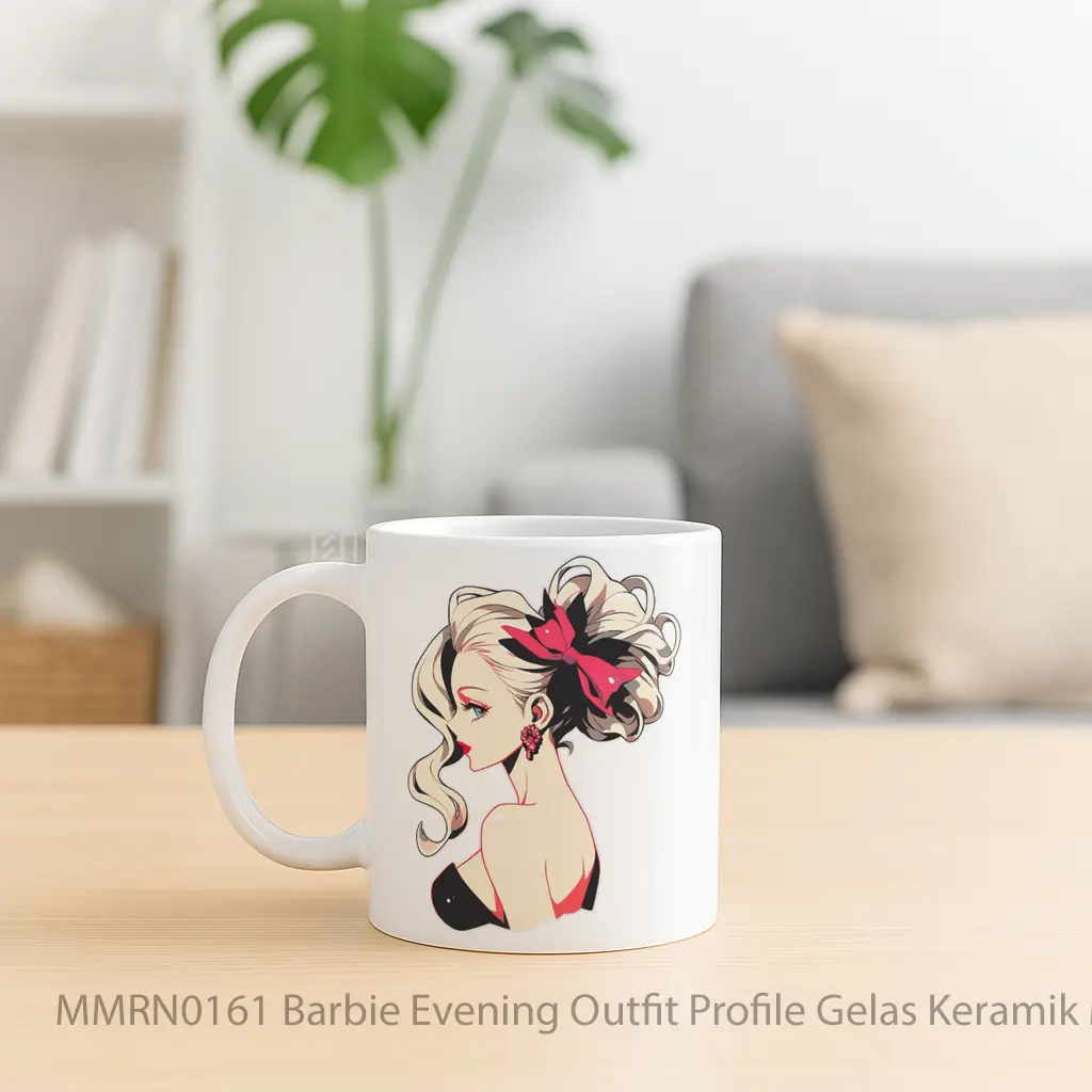 Barbie Evening Outfit Profile Gelas Keramik Mug - Sudut 2