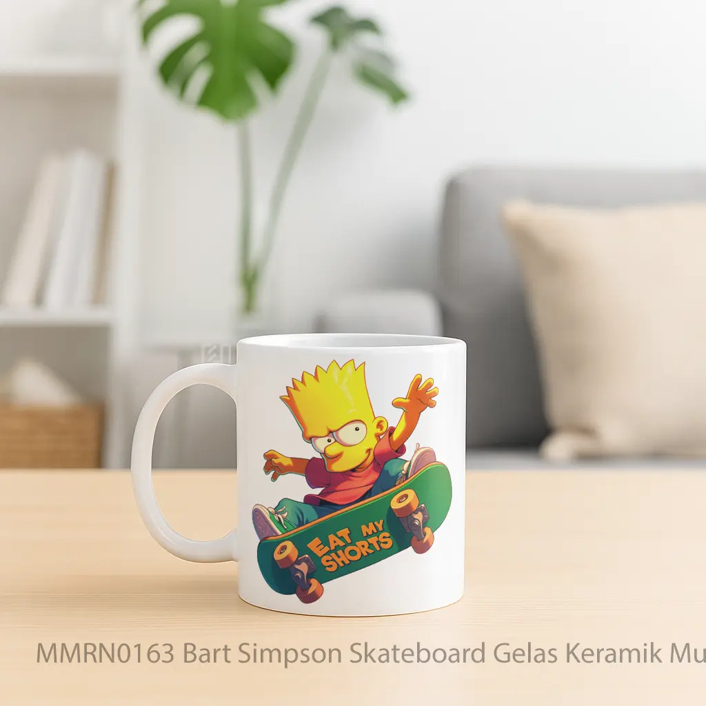 Bart Simpson Skateboard Gelas Keramik Mug - Sudut 2