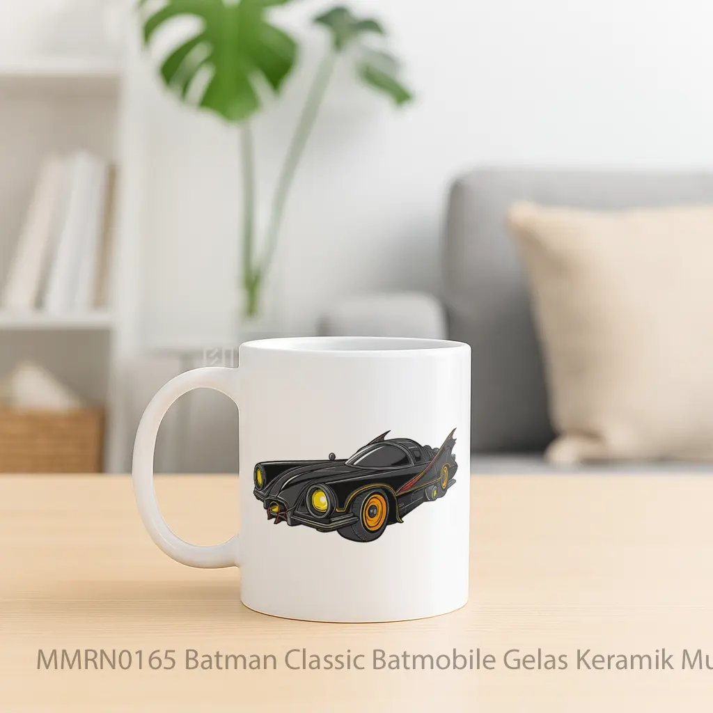 Batman Classic Batmobile Gelas Keramik Mug - Sudut 2