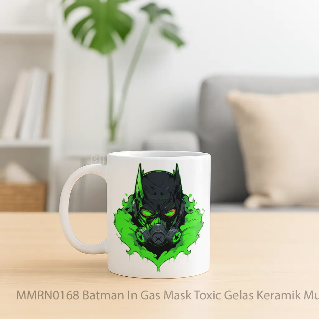 Batman In Gas Mask Toxic Gelas Keramik Mug - Sudut 2