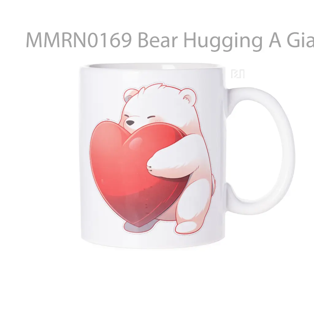 Bear Hugging A Giant Heart Gelas Keramik Mug