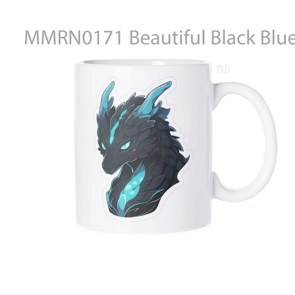 Beautiful Black Blue Dragon Gelas Keramik Mug