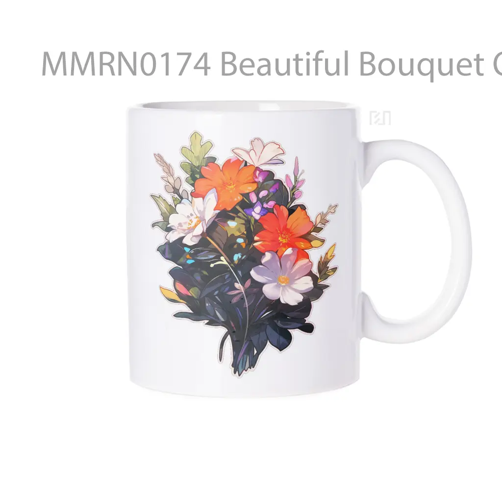 Beautiful Bouquet Of White Red Flowers Gelas Keramik Mug