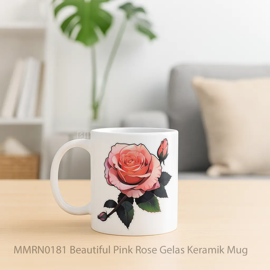 Beautiful Pink Rose Gelas Keramik Mug - Sudut 2