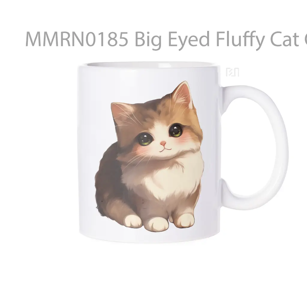 Big Eyed Fluffy Cat Gelas Keramik Mug
