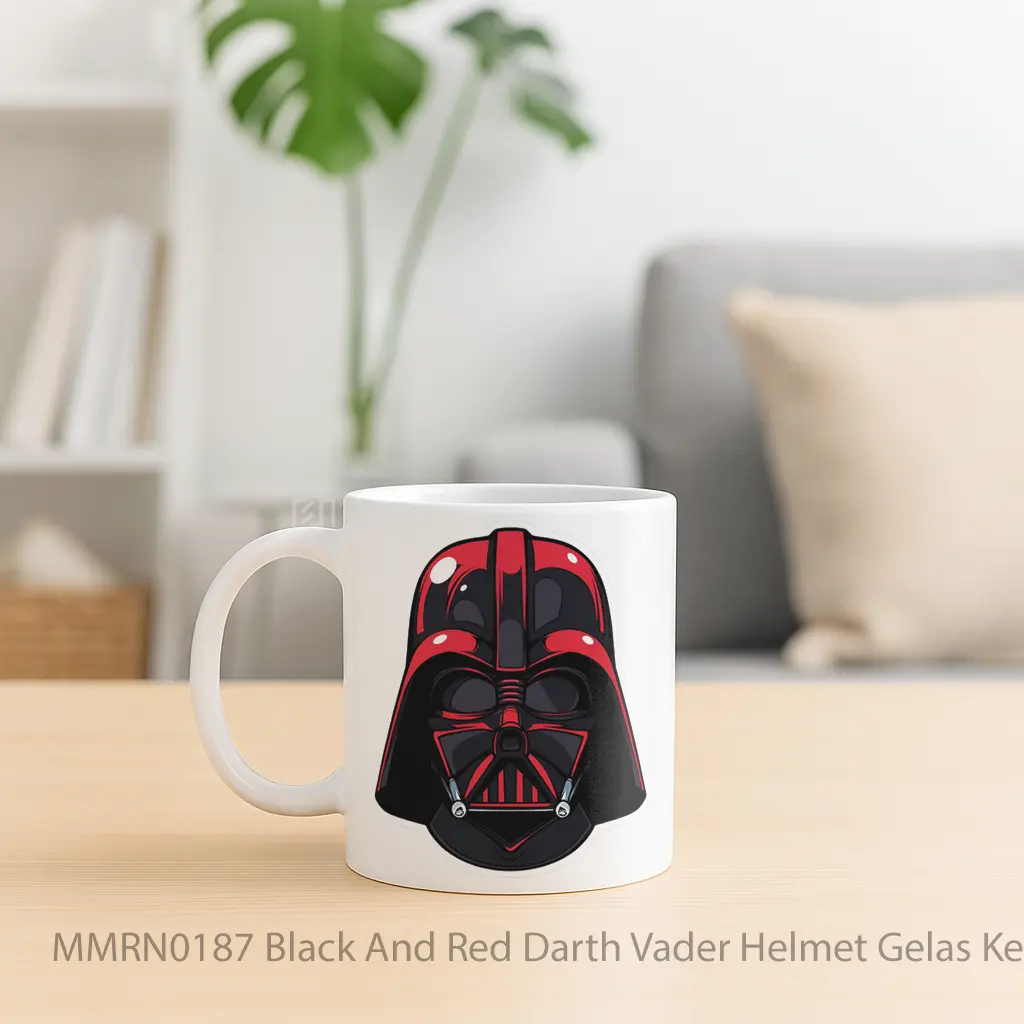 Black And Red Darth Vader Helmet Gelas Keramik Mug - Sudut 2