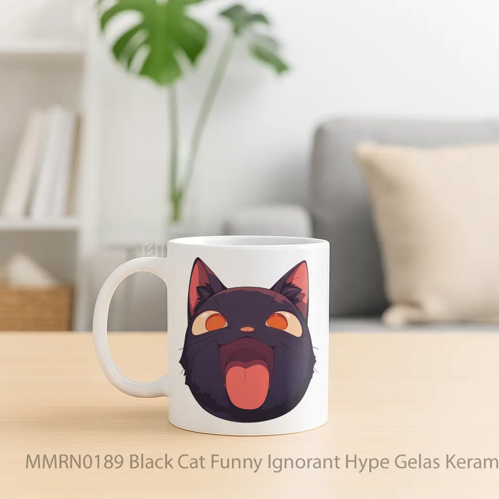 Black Cat Funny Ignorant Hype Gelas Keramik Mug - Sudut 2
