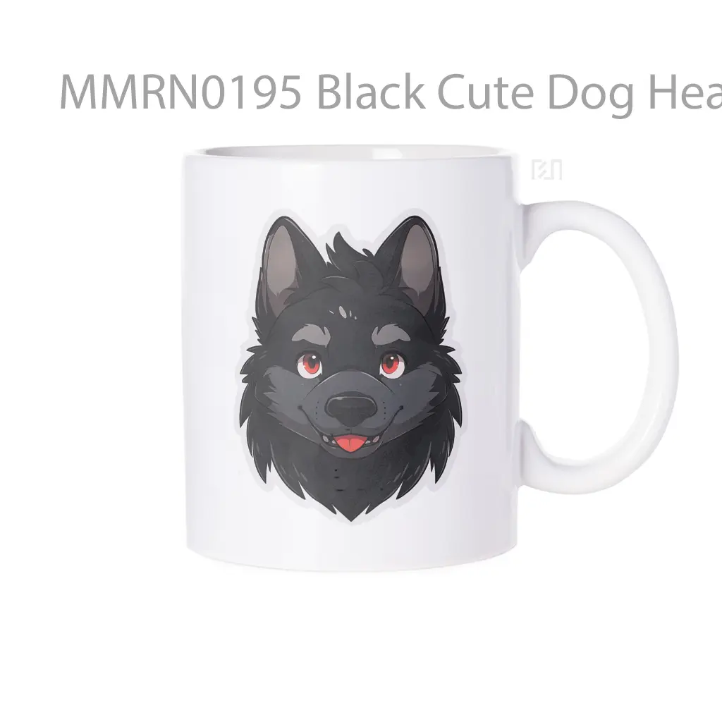 Black Cute Dog Head Gelas Keramik Mug