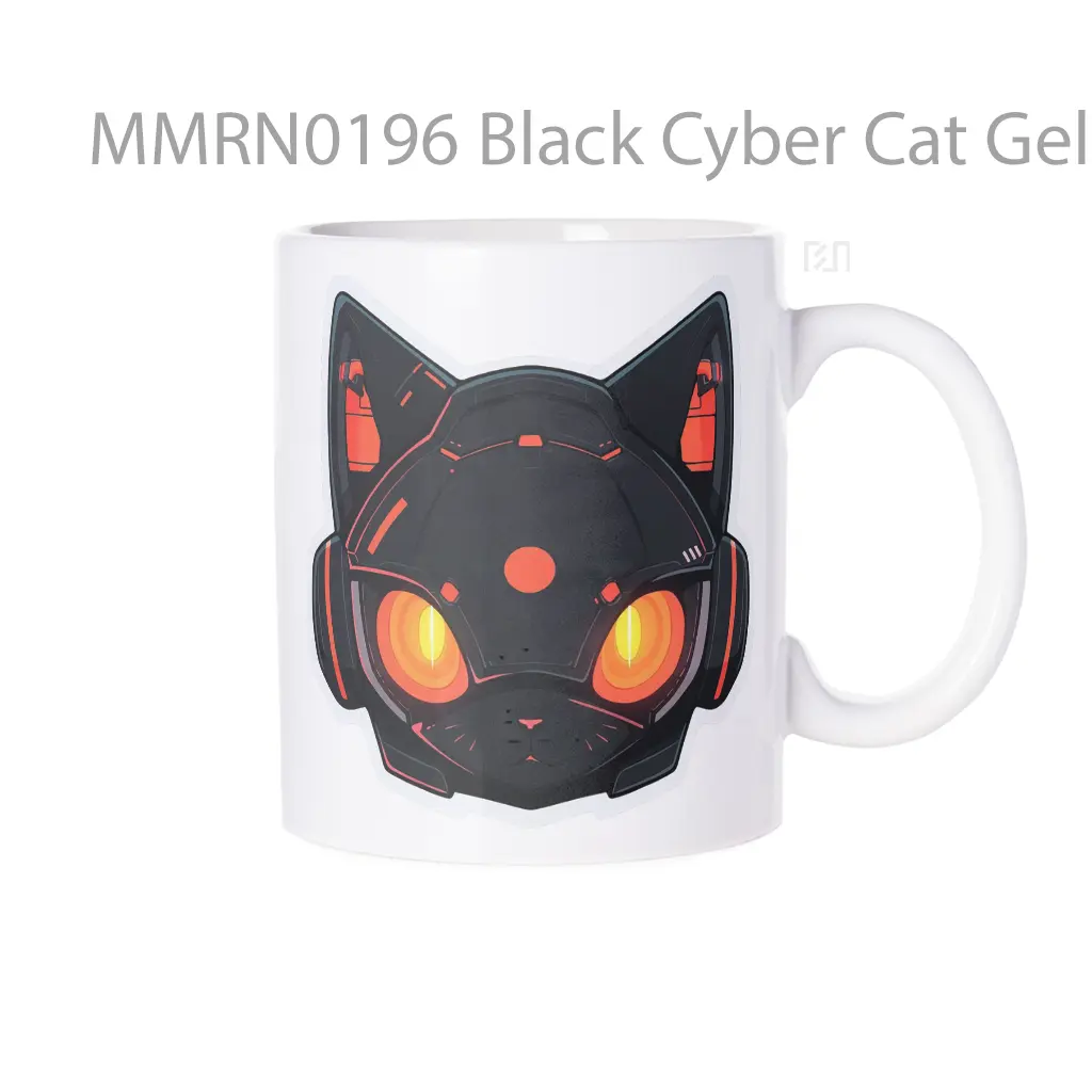 Black Cyber Cat Gelas Keramik Mug