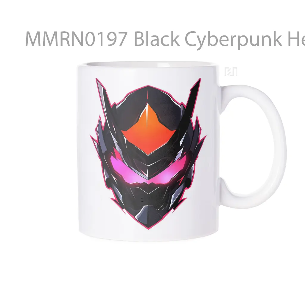 Black Cyberpunk Helmet Gelas Keramik Mug