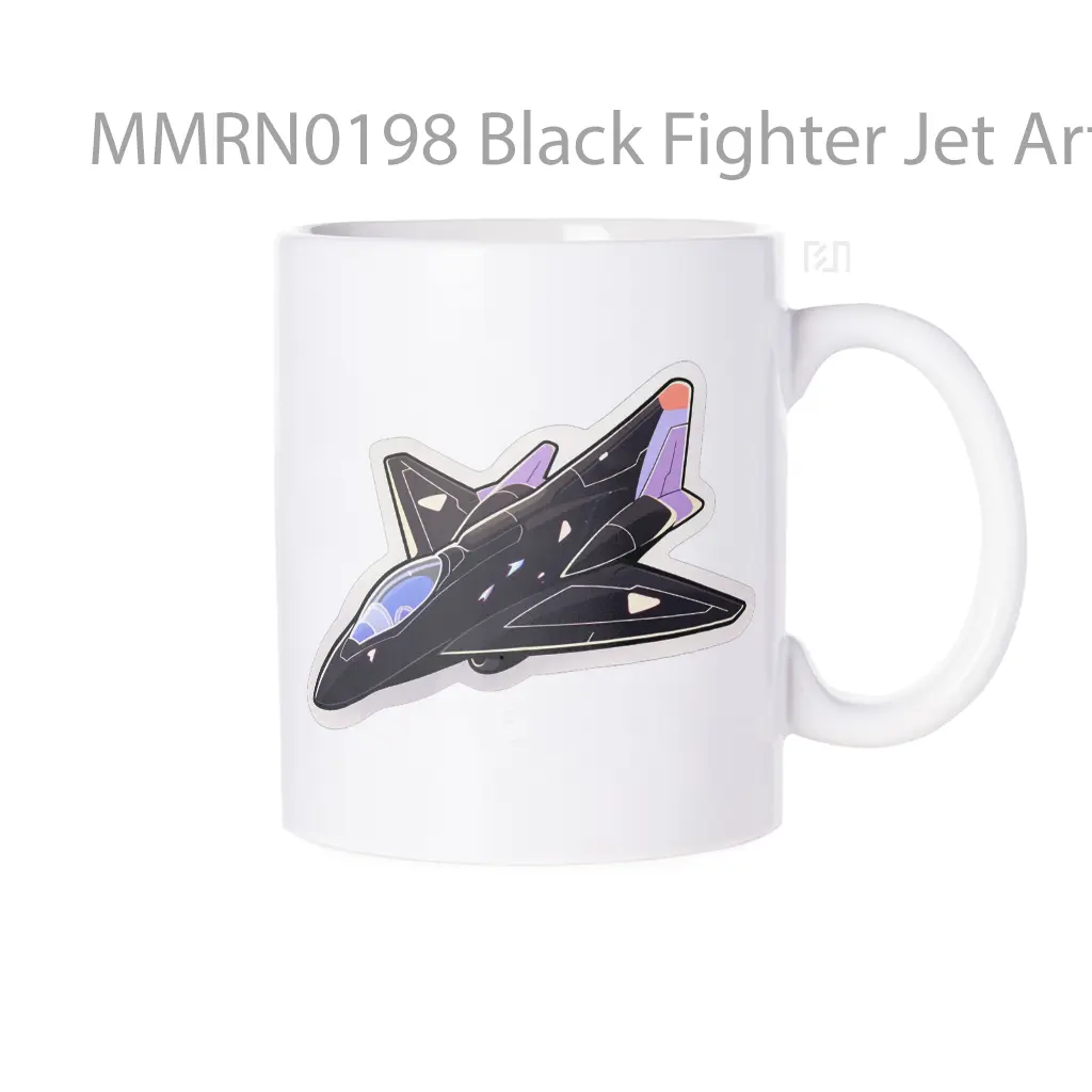 Black Fighter Jet Art Gelas Keramik Mug