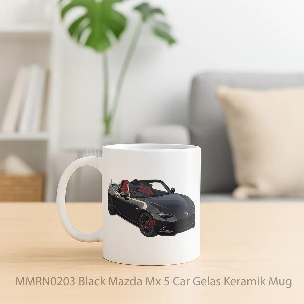 Black Mazda Mx 5 Car Gelas Keramik Mug - Sudut 2