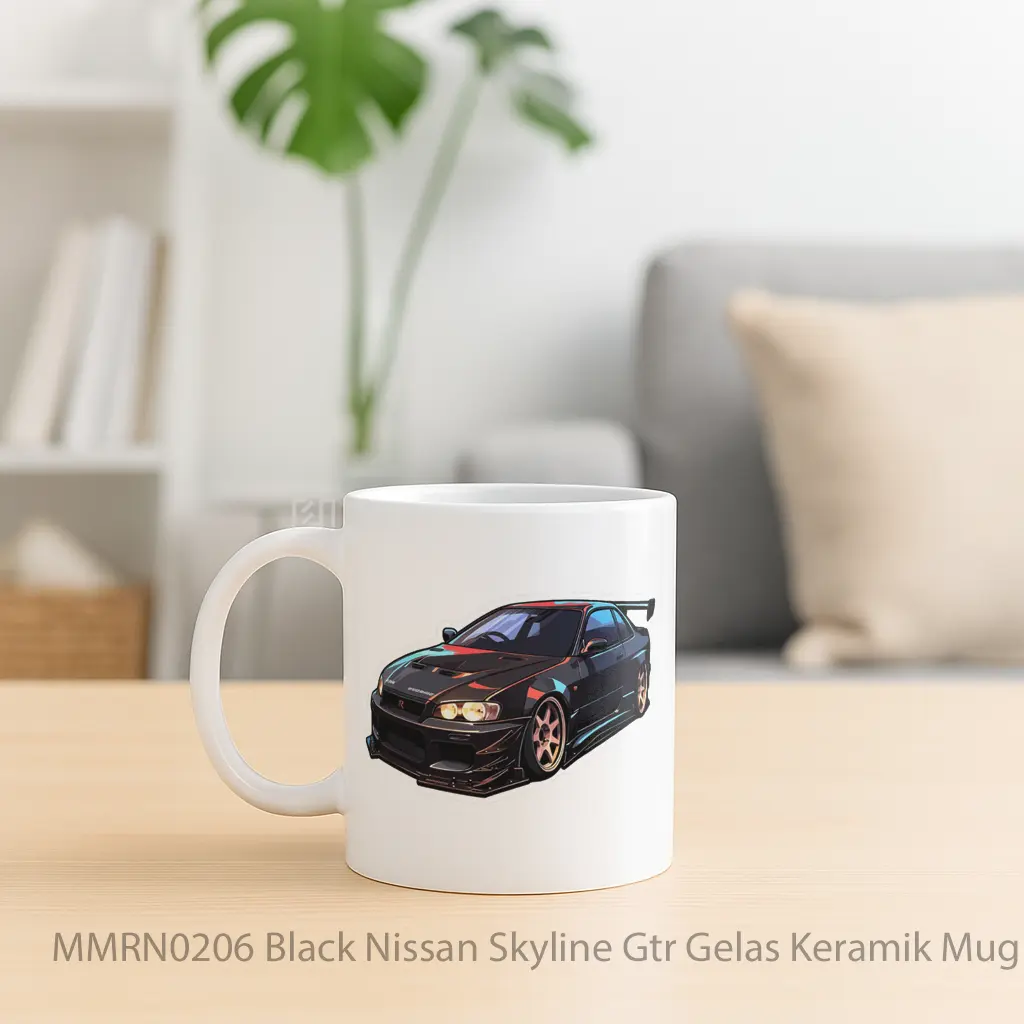 Black Nissan Skyline Gtr Gelas Keramik Mug - Sudut 2