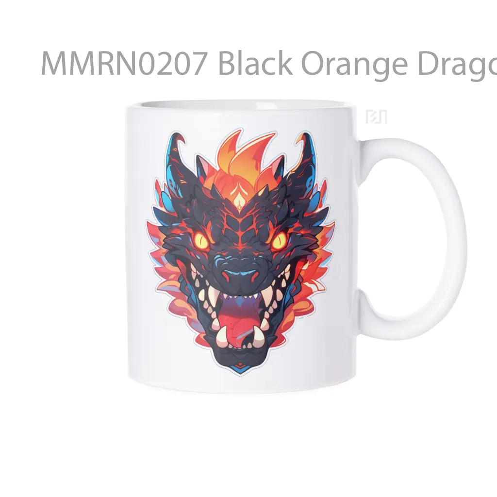 Black Orange Dragon Head Gelas Keramik Mug