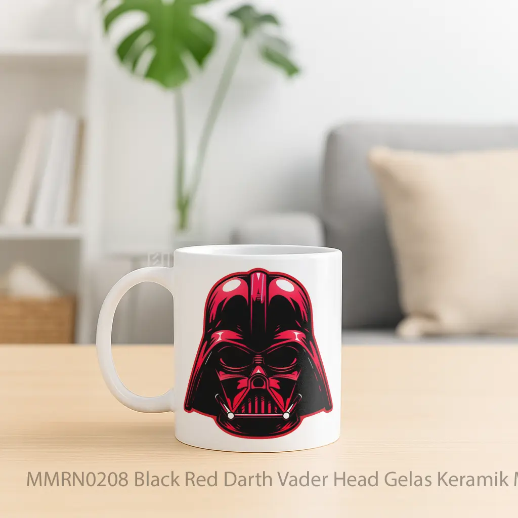 Black Red Darth Vader Head Gelas Keramik Mug - Sudut 2