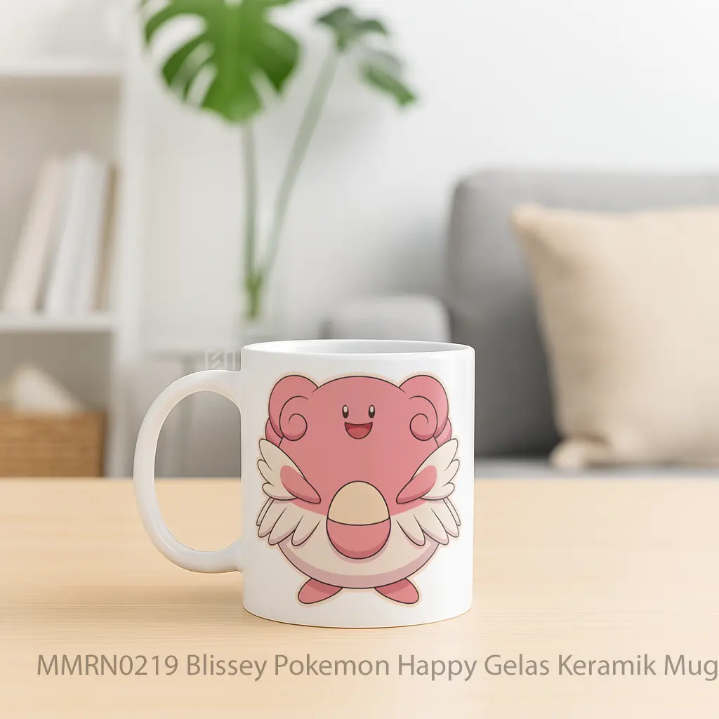 Blissey Pokemon Happy Gelas Keramik Mug - Sudut 2