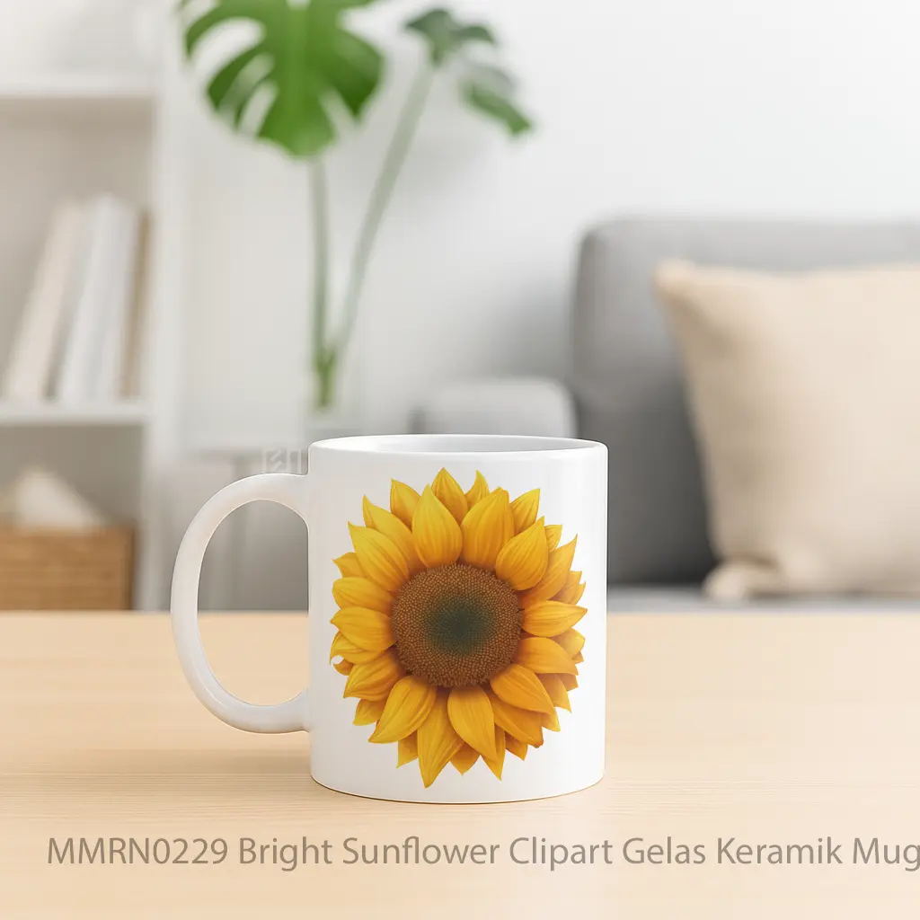 Bright Sunflower Clipart Gelas Keramik Mug - Tampak Kanan