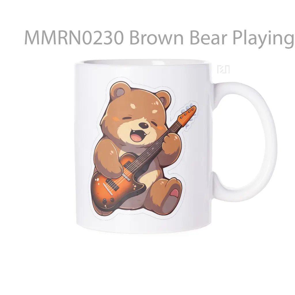 Brown Bear Playing Guitar Gelas Keramik Mug