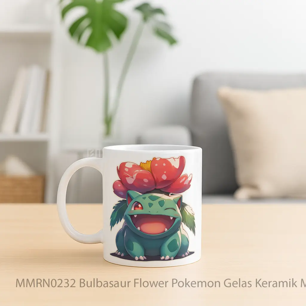 Bulbasaur Flower Pokemon Gelas Keramik Mug - Sudut 2