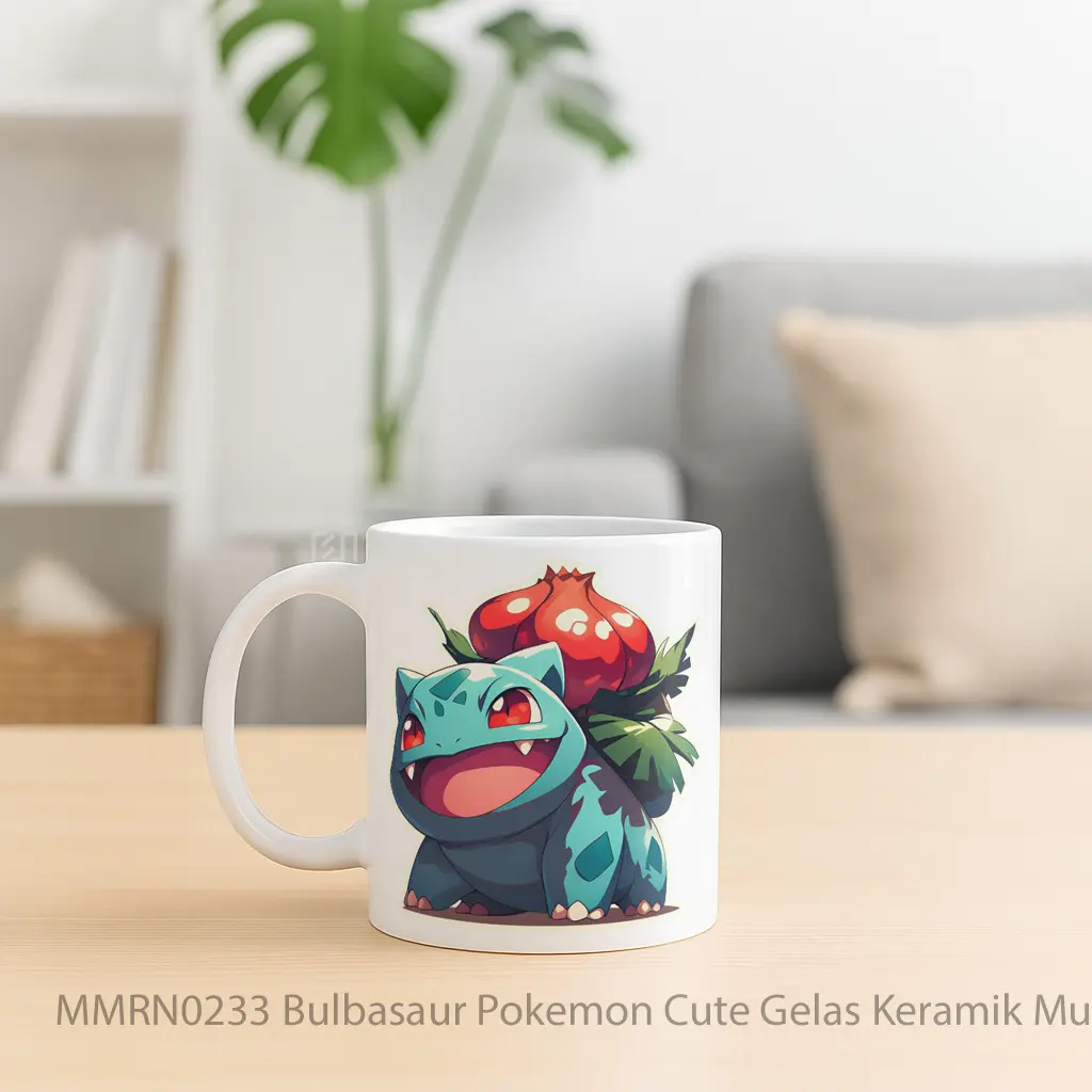 Bulbasaur Pokemon Cute Gelas Keramik Mug - Sudut 2