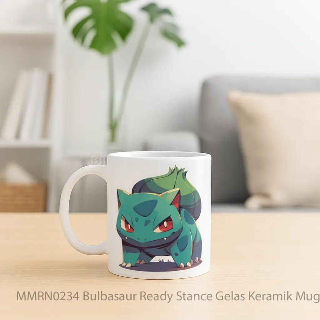 Bulbasaur Ready Stance Gelas Keramik Mug - Sudut 2