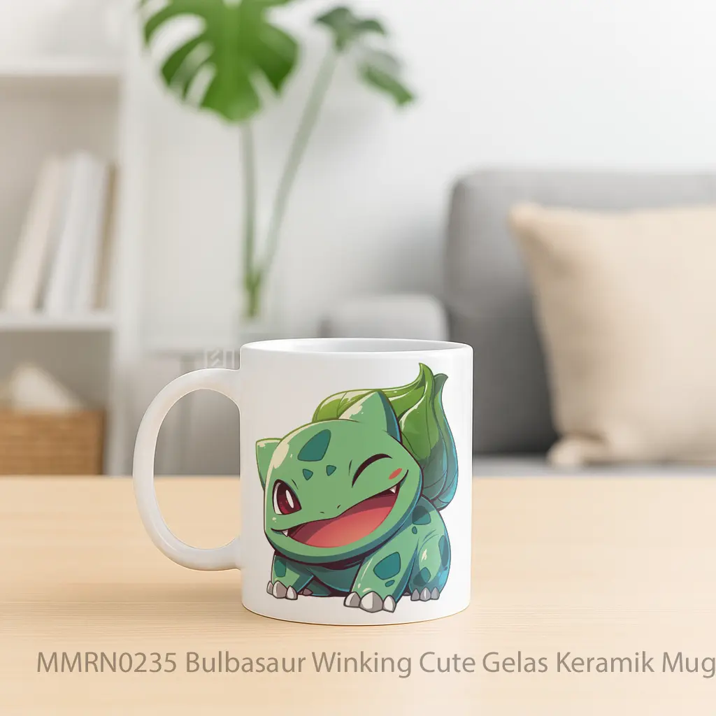 Bulbasaur Winking Cute Gelas Keramik Mug - Sudut 2