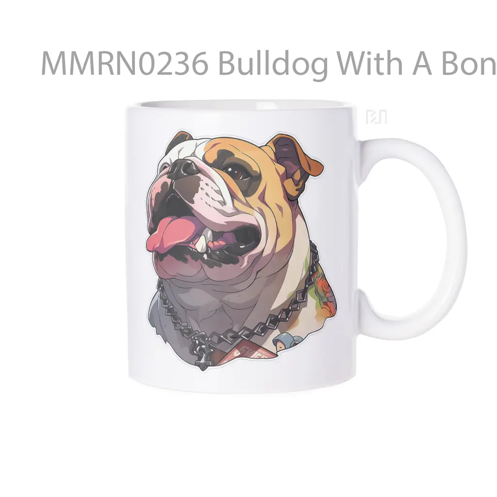 Bulldog With A Bone Gelas Keramik Mug