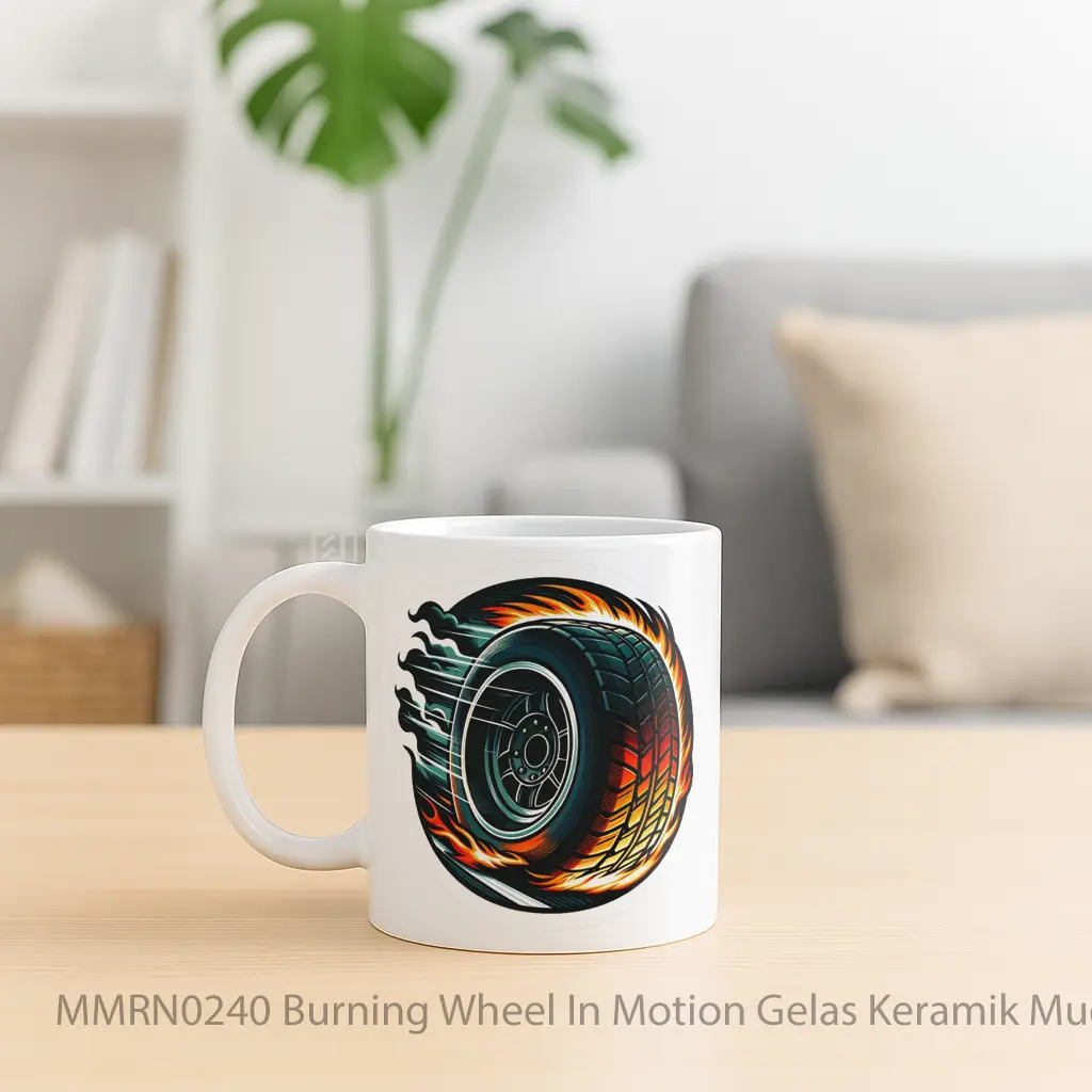 Burning Wheel In Motion Gelas Keramik Mug - Sudut 2