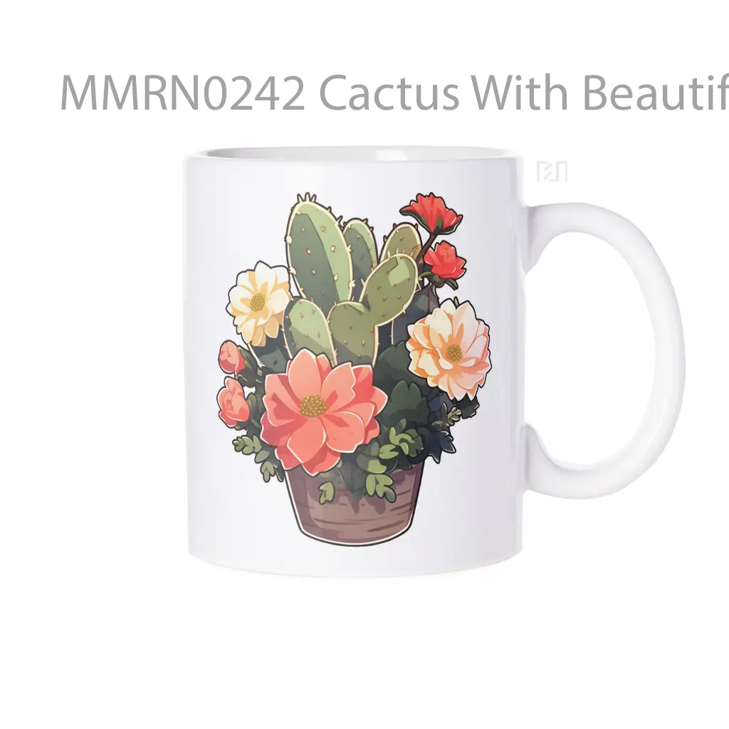 Cactus With Beautiful Flowers Gelas Keramik Mug