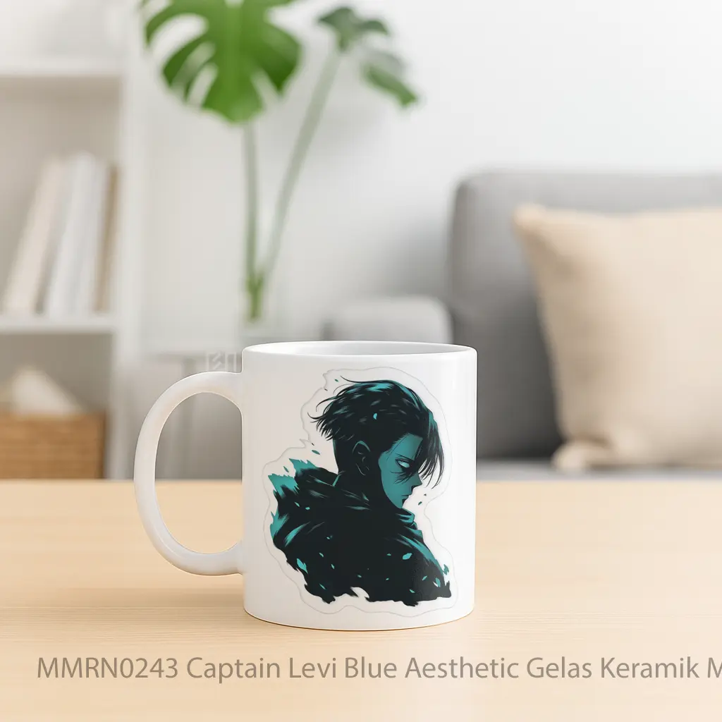 Captain Levi Blue Aesthetic Gelas Keramik Mug - Sudut 2
