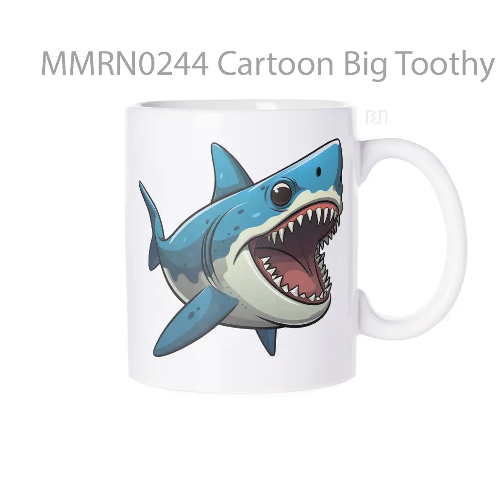 Cartoon Big Toothy White Shark Gelas Keramik Mug