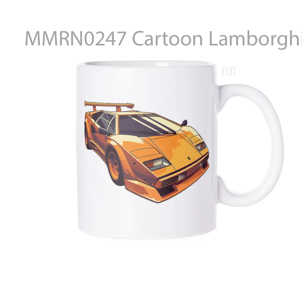 Cartoon Lamborghini Countach Gelas Keramik Mug