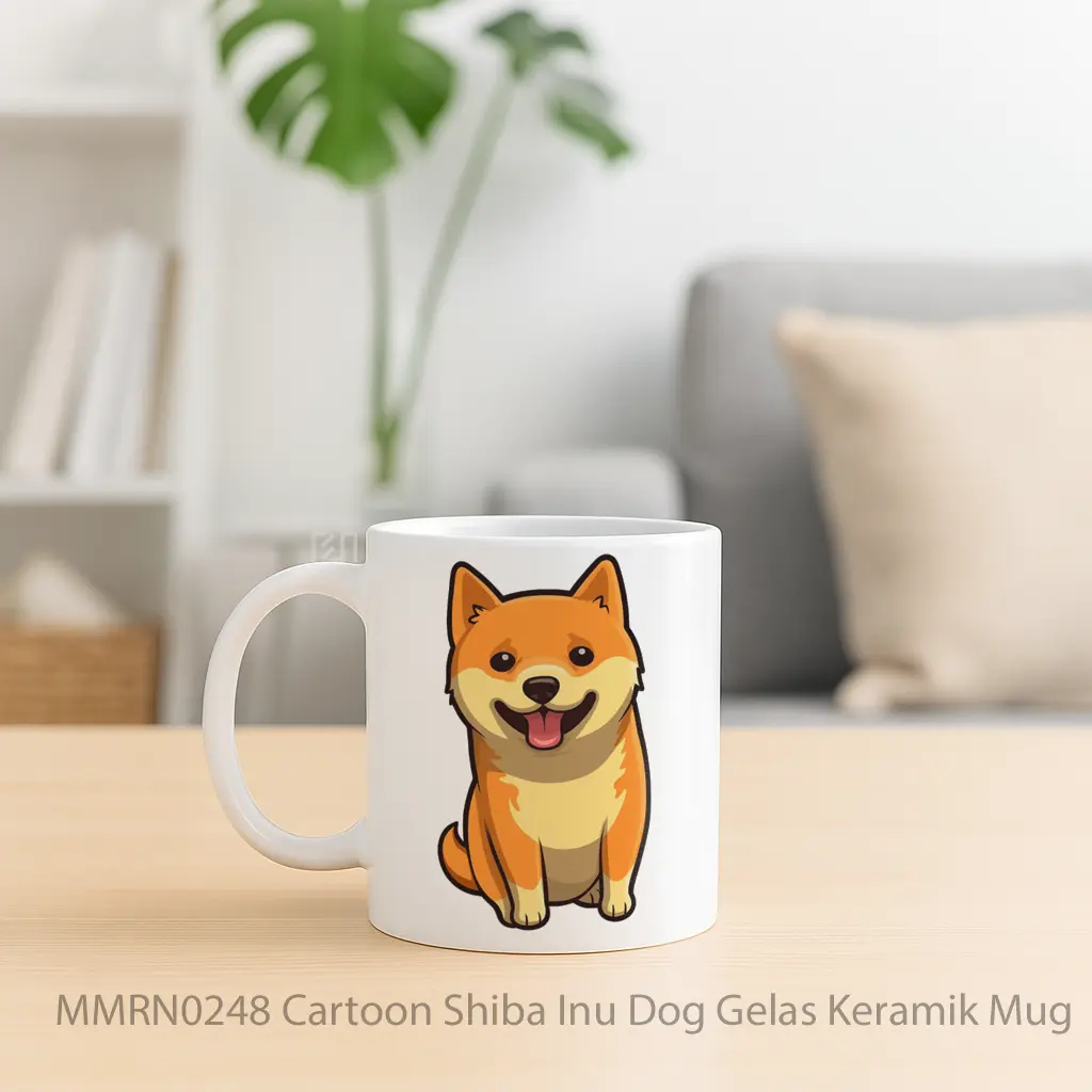Cartoon Shiba Inu Dog Gelas Keramik Mug - Sudut 2