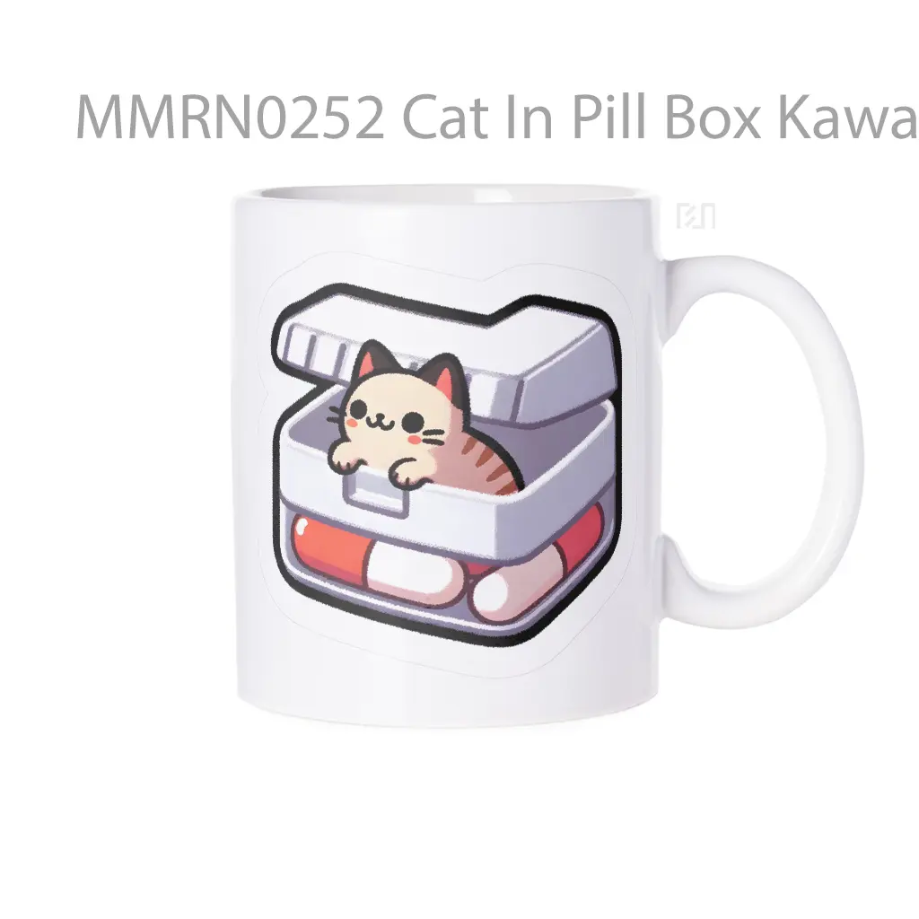 Cat In Pill Box Kawaii Gelas Keramik Mug
