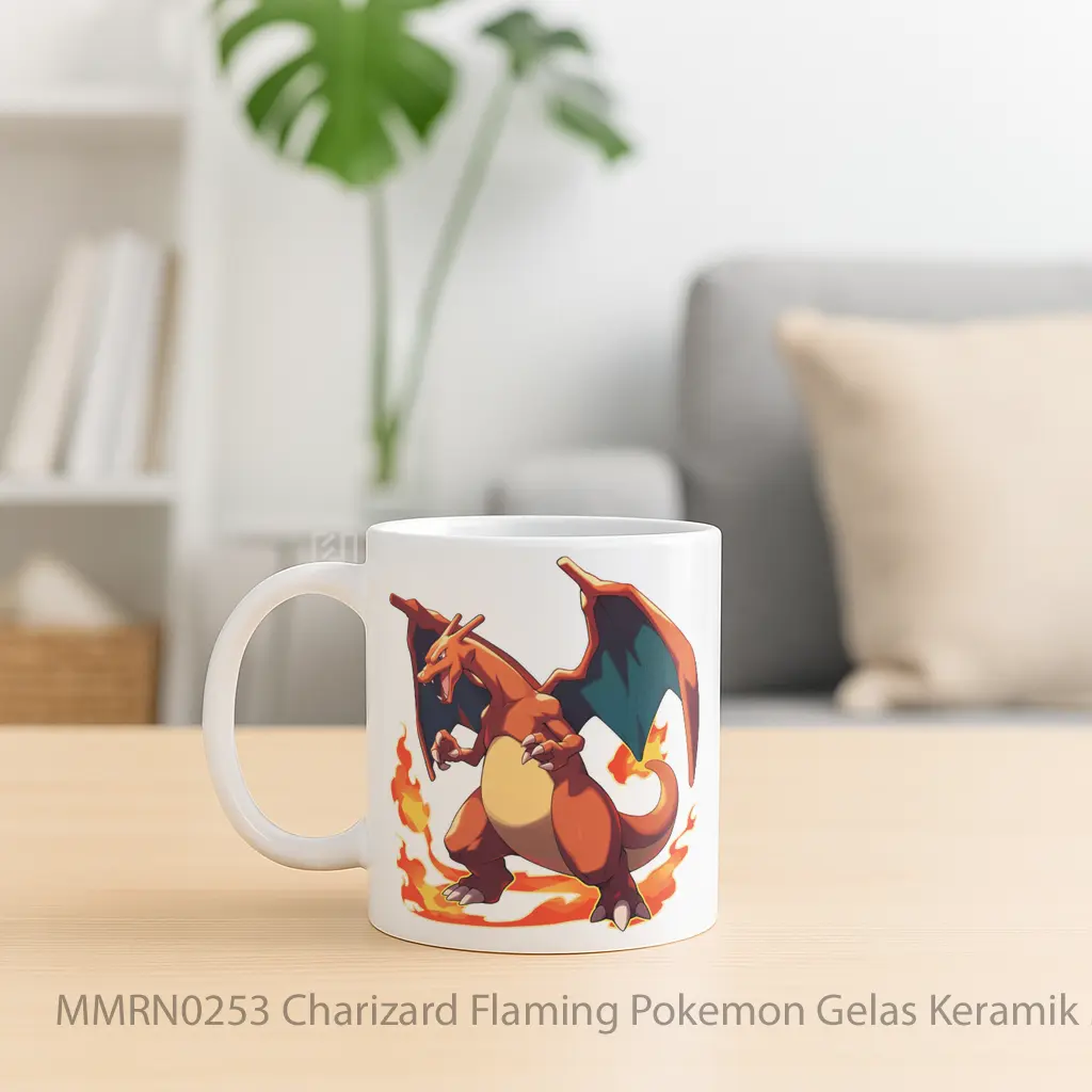 Charizard Flaming Pokemon Gelas Keramik Mug - Sudut 2