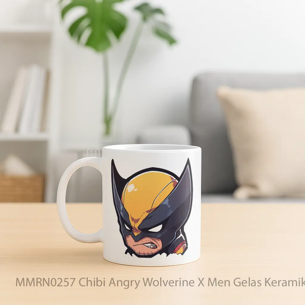 Chibi Angry Wolverine X Men Gelas Keramik Mug - Sudut 2