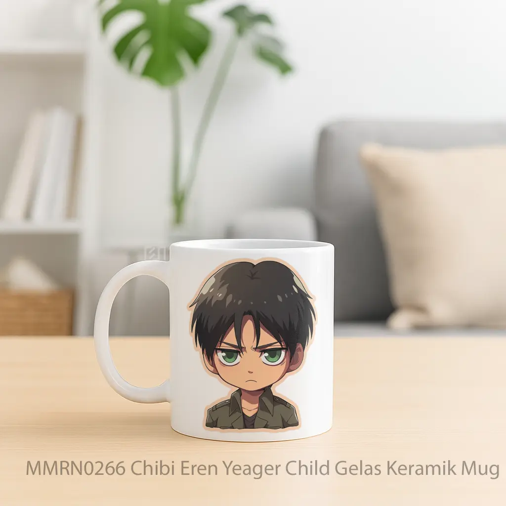 Chibi Eren Yeager Child Gelas Keramik Mug - Sudut 2