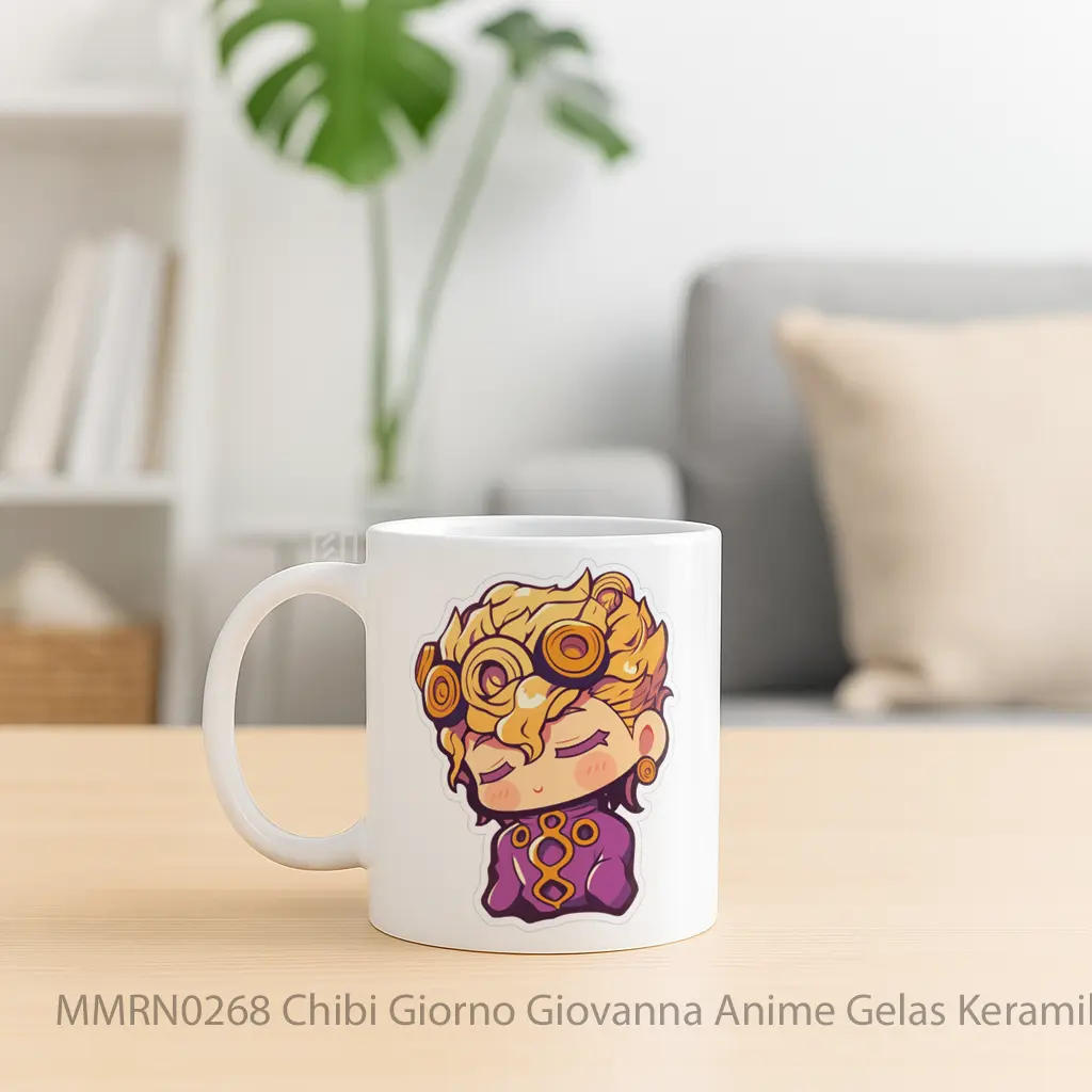 Chibi Giorno Giovanna Anime Gelas Keramik Mug - Sudut 2