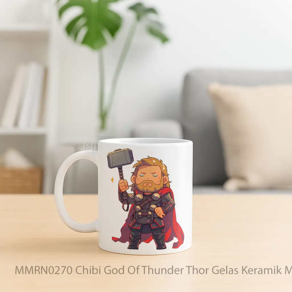 Chibi God Of Thunder Thor Gelas Keramik Mug - Sudut 2