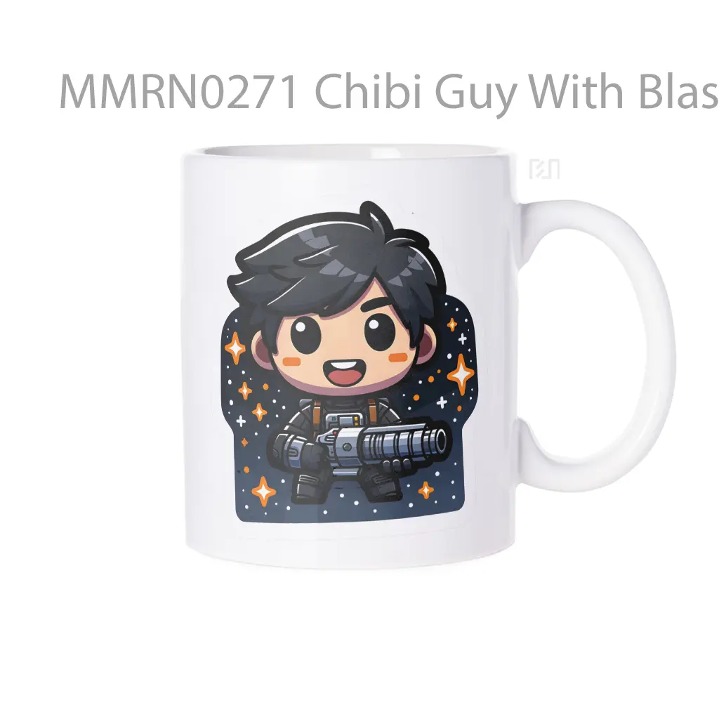 Chibi Guy With Blaster Gelas Keramik Mug